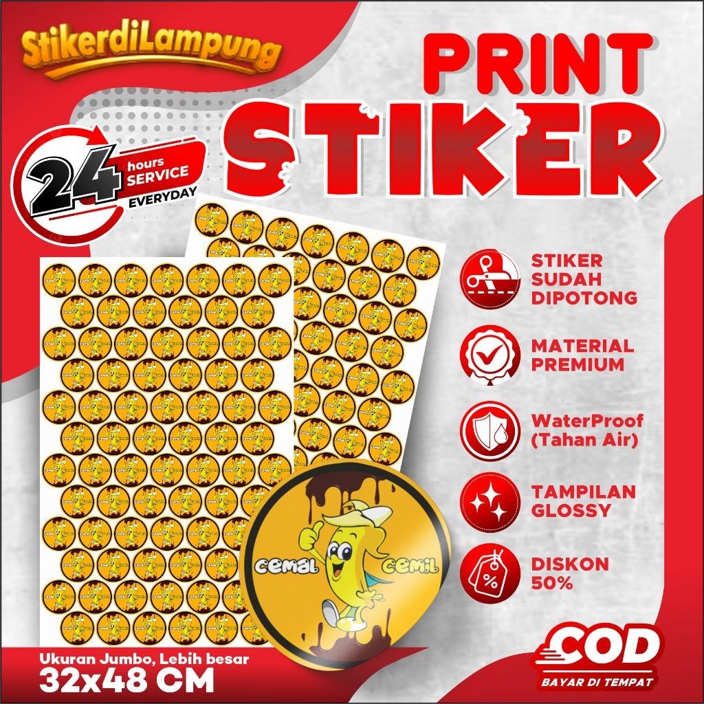 

Cetak Stiker Chromo Cut A3+ Murah/Cetak Stiker Label Kemasan Makanan Minuman Tahan air DLL
