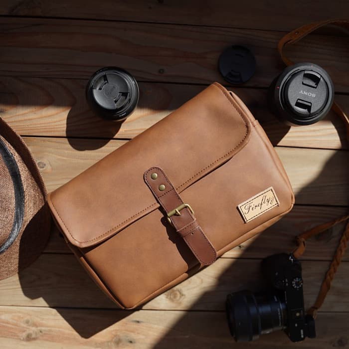 Tas Kamera Sling Bag Camera Mirrorless DSLR Kulit Firefly Skye Syntetic Brown