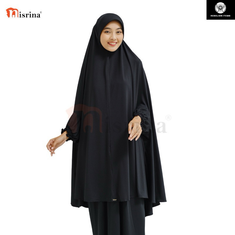 Nisrina Hira Farnaz - Kerudung Syari Lengan Karet Umroh Lebar Bergo Pet Polos Khimar Panjang Tangan 