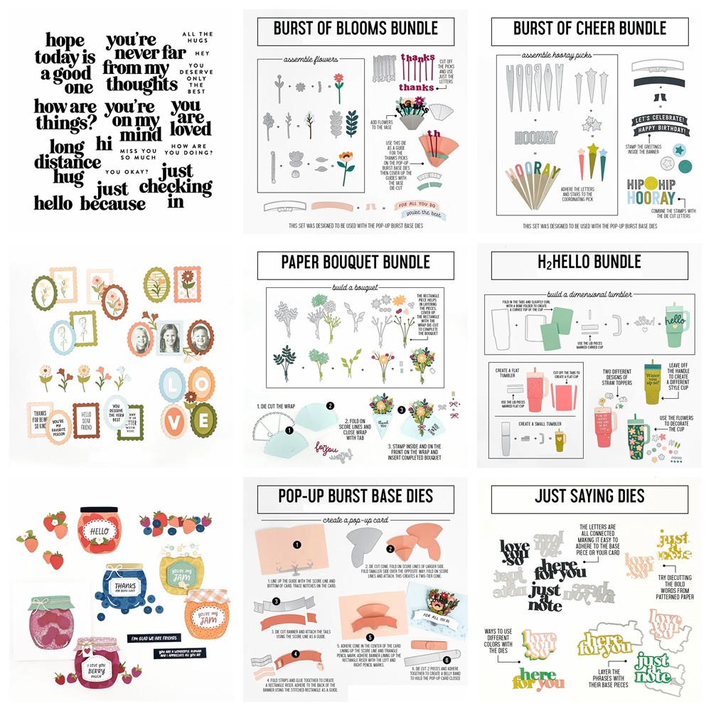 

Burst of Cheer Metal Cutting Dies Just Saying Clear Stamps and Die Cuts Sentiments Silicone Stamp for Making Cards Scrapbook