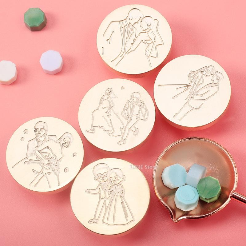 

Bride and Groom Wax Sealed Stamps Vintage Brass Head Wedding Decorations Diy Stamps Envelopes Invitation Cards Decorations