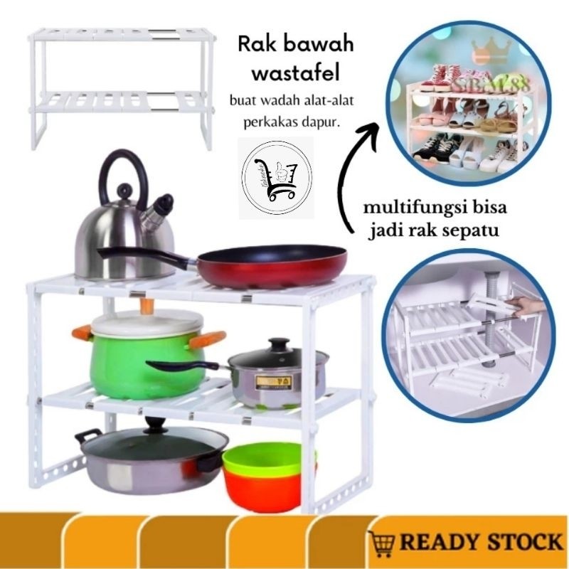 RAK PANCI BAWAH WASTAFEL 2 SUSUN Rak Susun Bumbu Dapur Rak Dapur Serbaguna