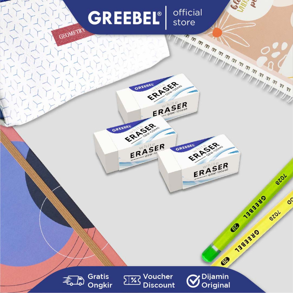 

GREEBEL Eraser Penghapus Pensil (HAPUSAN GBW-120640 M 1PCS) / Aman untuk Anak / Alat Tulis Sekolah