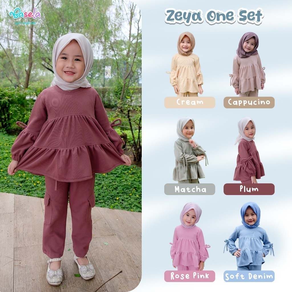 Zeya One Set Polos by Basela Official | Baju Setelan Anak Perempuan | Terbaru