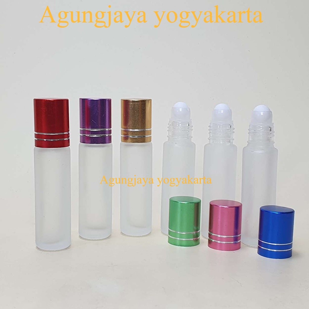Botol Roll On 8 ml Clear Frossted Tutup Bola Roll On Pp Putih  / Botol Kaca / Botol Parfum / Botol F