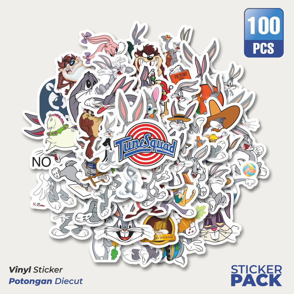 

Stiker Vinyl Stiker Kartun Bugs Bunny Waterproof Aesthetic- Untuk Laptop, Motor, dan Helm - Paper Stationery Pack