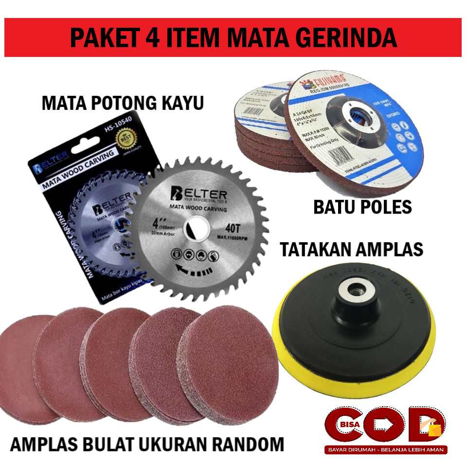 

PAKET 5Pcs Mata Gerinda Pisau Potong Poles Amplas Besi Kayu Keramik 4" - Mata Pisau Gerinda Potong Besi Poles Amplas Keramik 4 Inch