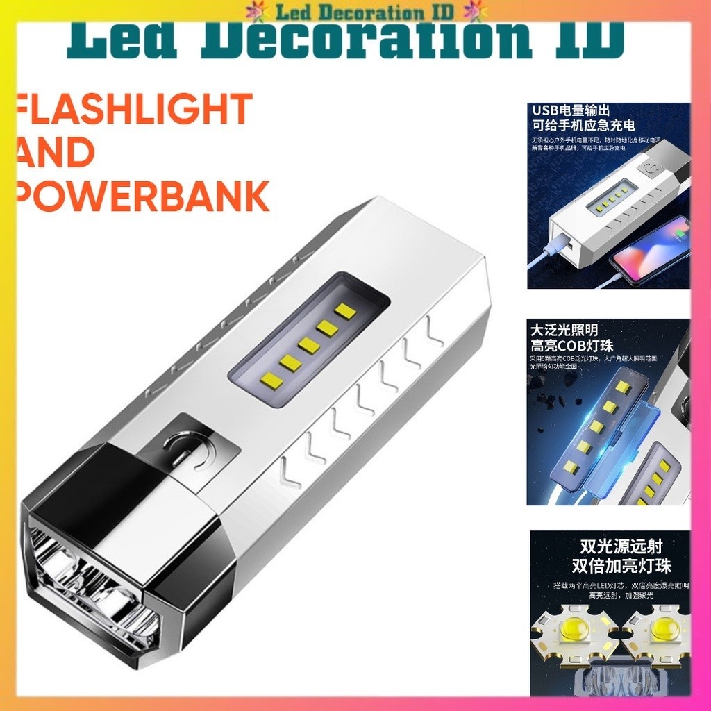 SENTER LED 2 MATA FLASHLIGHT DAN POWERBANK / POWERBANK / CAS USB