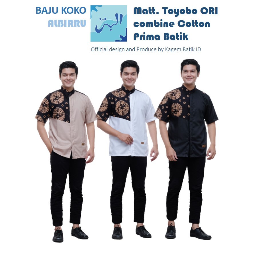 KAGEM BAJU KOKO LENGAN PENDEK ALBIRRU TOYOBO ORI KOMBINASI BATIK BERKUALITAS
