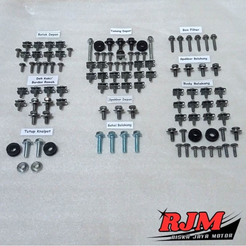 Baut Full Set Cover Bodi Body Yamaha Mio M3 125 / Baut Lengkap Cover Body Bodi Yamaha Mio M3 125 Ful