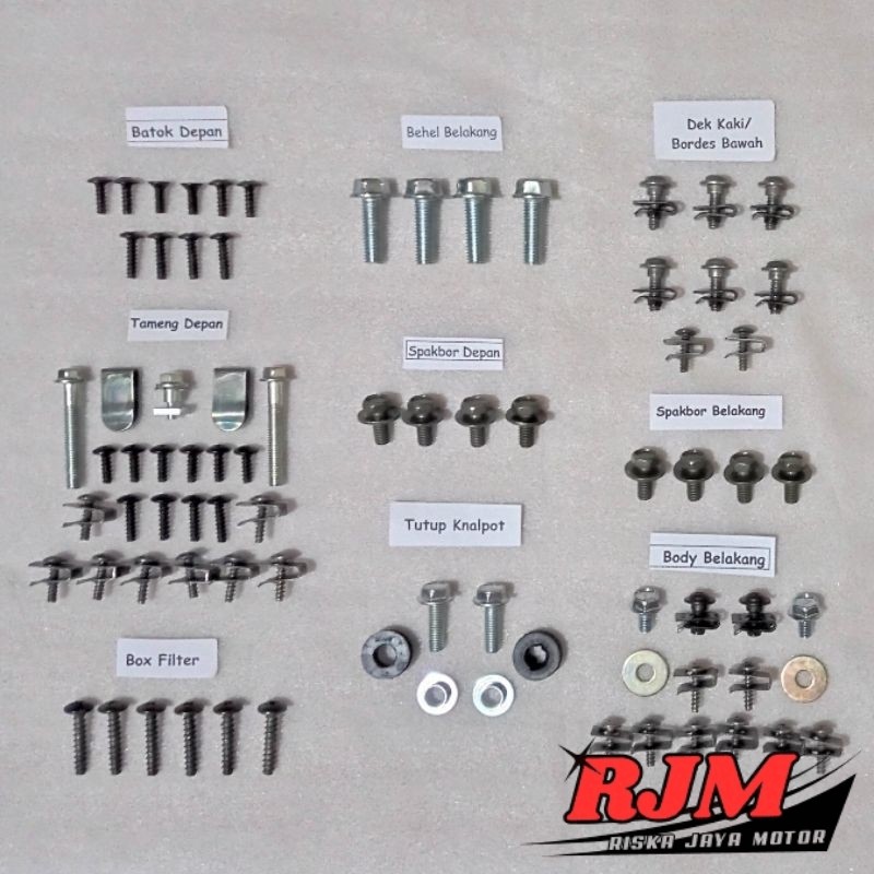 Baut fullset cover bodi body honda beat karbu 2008 - 2013 / Baut Lengkap cover body bodi honda beat 