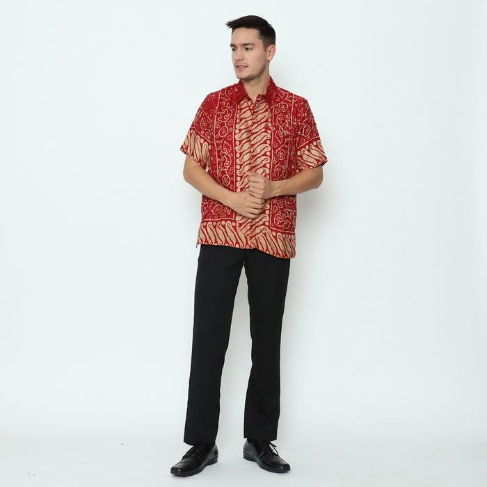 RINJANIE AVON - KEMEJA BATIK - KEMEJA BATIK MERAH - BATIK IMLEK - CNY - M