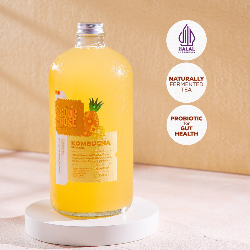 

Kombucha Pineapple 1000ml Sourdose - Rasa Manis Asam Segar