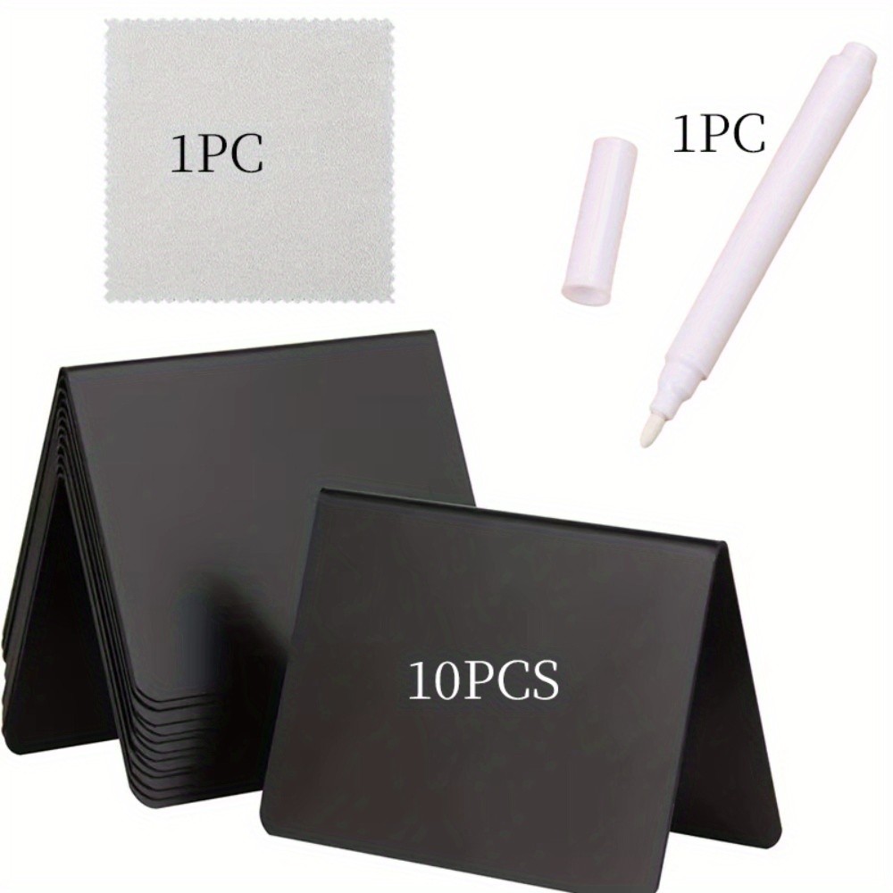 

10x Mini Chalkboard Signs, 1x liquid chalk marker, 1x cleaning cloth, Rewritable Blackboard Wedding Birthday Party Decor