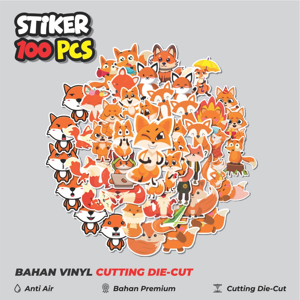 

Terbaru! 50 pcs Stiker Hewan Rubah Dekorasi Lucu Kreatif untuk Notebook, Skateboard, HP