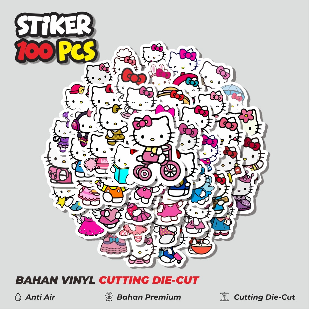 

Terbaru! 50 pcs Stiker Kartun Hello Kitty Dekorasi Lucu Kreatif untuk Notebook, Skateboard, HP