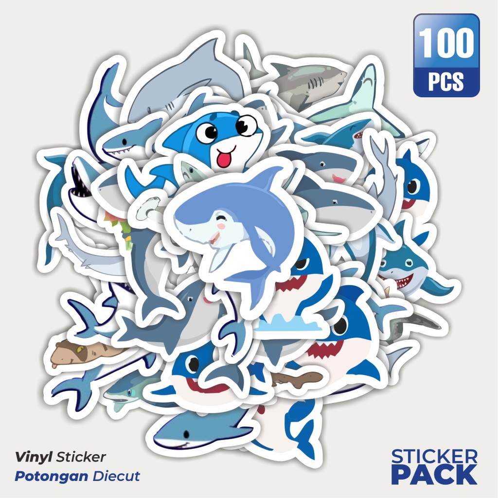 

Stiker Vinyl Stiker Kartun Baby Shark [Bayi Lumba Lumba ]Waterproof Aesthetic- Untuk Laptop, Motor, dan Helm - Paper Stationery Pack
