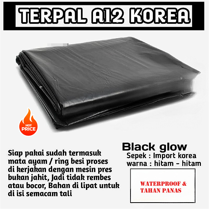 terpal korea warna hitam hitam ukuran 4x6 meter waterproof