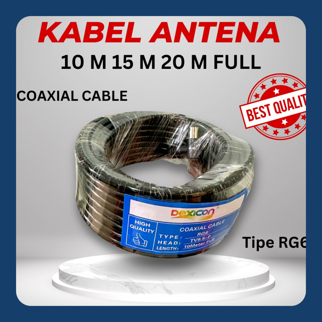 KABEL ANTENA 10 Meter 15 Meter 20 Meter RG6 ANTENA TV COAXIAL CABLE/KABEL COLOKAN ANTENA KABEL ANTEN
