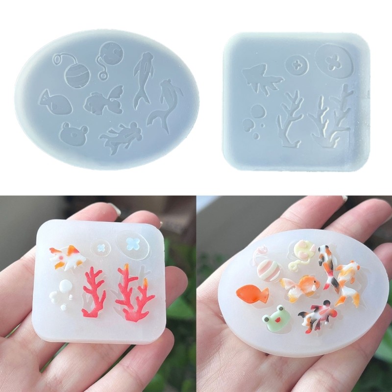 

Flexible Silicone Mold for DIY Crafts Easy to Clean Epoxy Resin Molds Fish/Coral Shaped Jewelry Decorations Making Mould