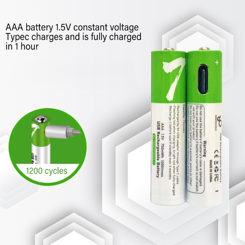 2pc/4pc Rechargeable AAA Battery USB AAA Lithium Battery Fast Charging Batteries Reliable and Enviro