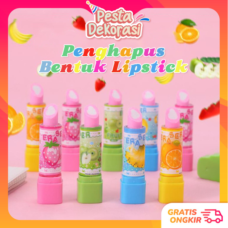 

PESTA DEKORASI S5671 Penghapus Bentuk Lipstik Beauty Penghapus Pensil model Lipstik Penghapus Pensil Bentuk Lipstik Warna Warni