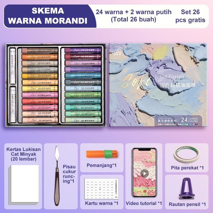 

【M-MT】SALE!!! Warna Berat Pastel Minyak Morandi Krayon Cat Minyak Warna Soft OIL PASTEL 1 set isi 24 / 36 /48Warna Crayon Lukisan alat menggambar - 24 Warna