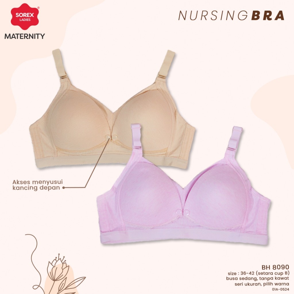 Sorex Bra Menyusui Tanpa Kawat Full Cup B Kait 4 Bukaan Depan Katun Mix Nursing Bra BH 8090