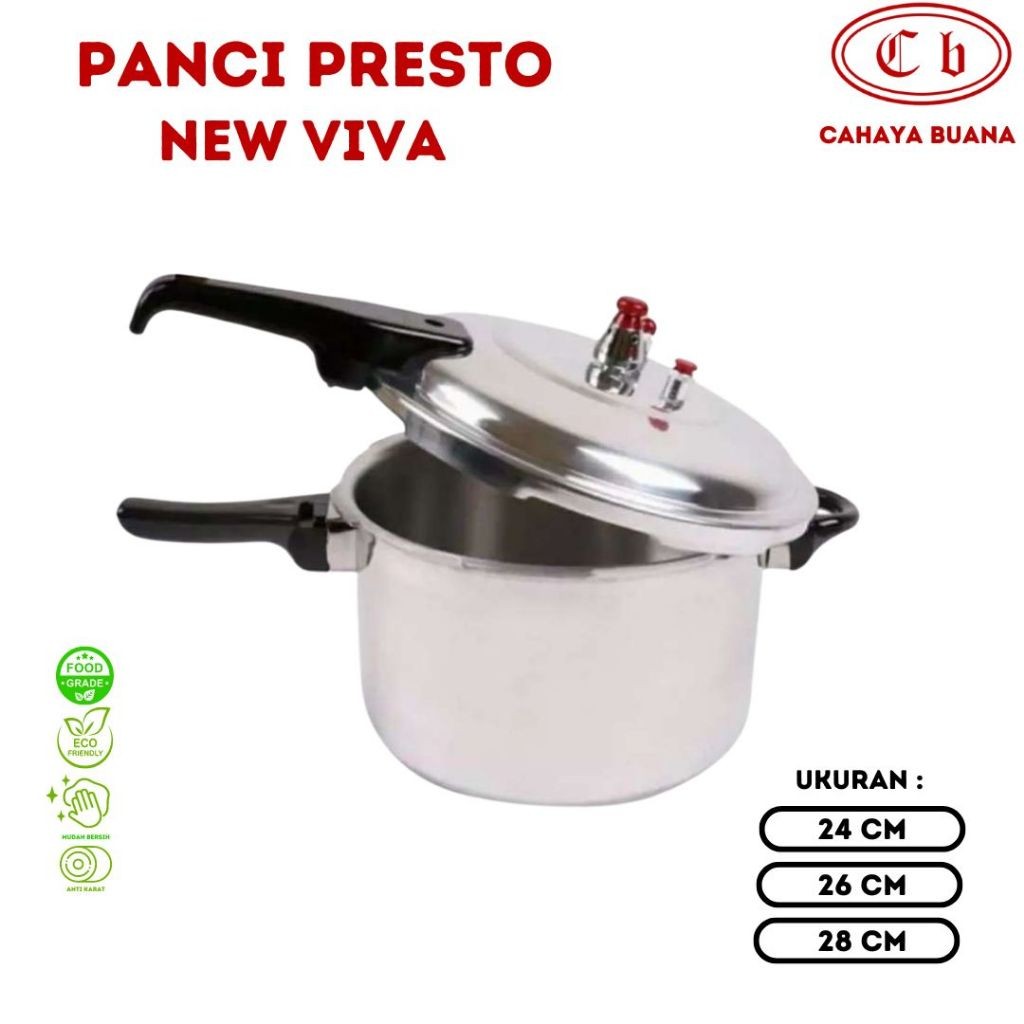 Panci Presto NEW VIVA 24 / 26 / 28 cm  / Pressere Cooker Panci Presto / Stainless Steel / Panci Melu