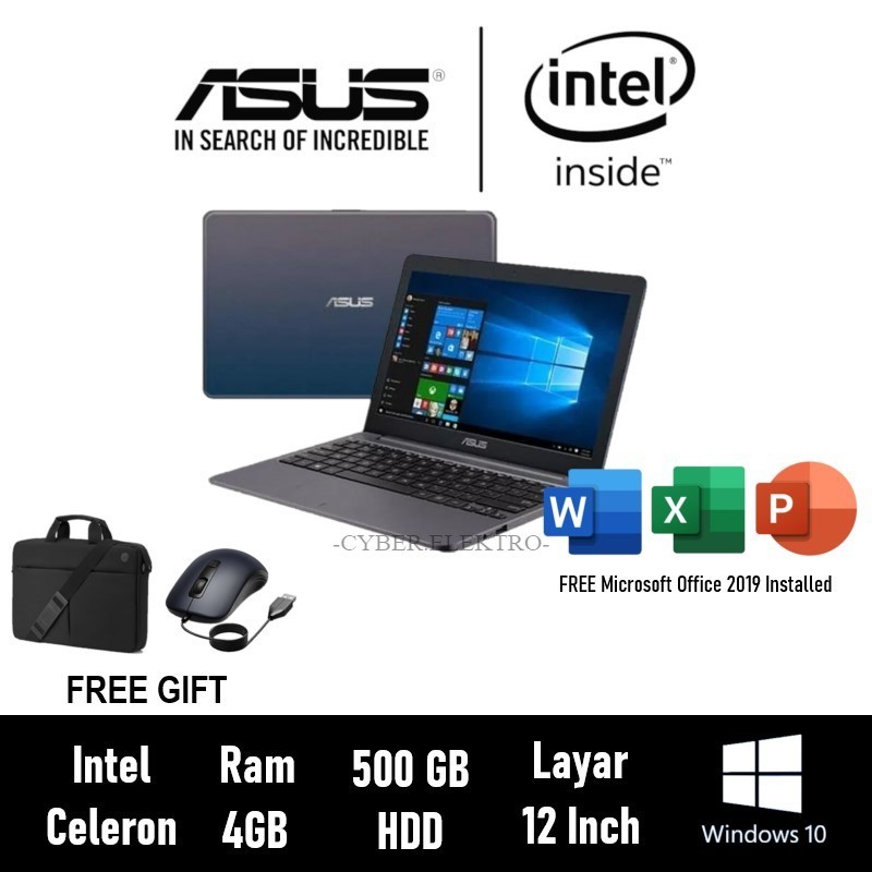 Notebook Asus E203 intel celeron RAM 4GB HDD 500GB FREE MOUSE