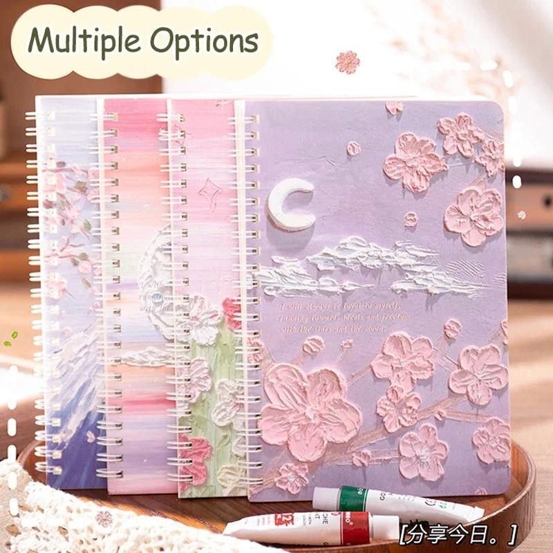

4 Books/Set A5 Coil Lined Notebook High Quality Kawaii Korean Stationery Cute School Supplies for Students