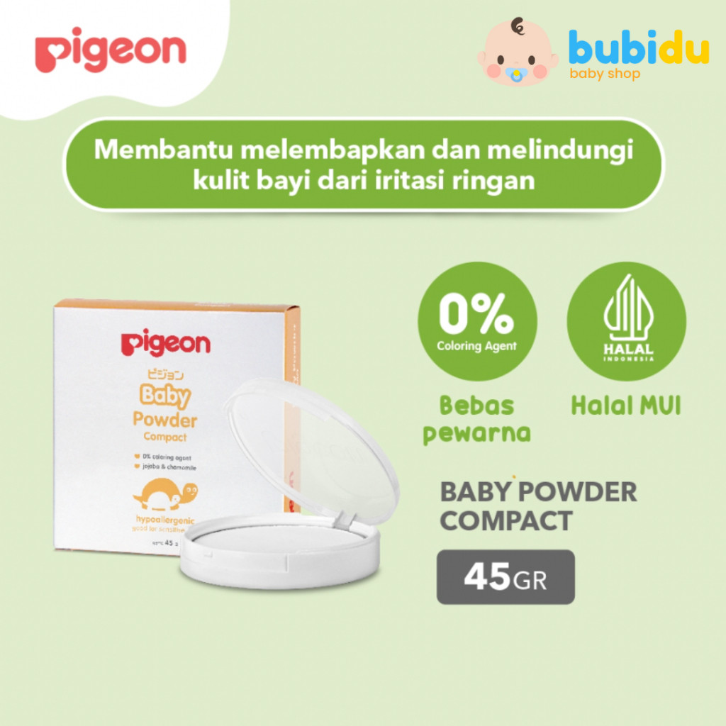 PIGEON baby powder cake chamomile compact 45g set | bedak padat pigeon perlengkapan peralatan kebutu