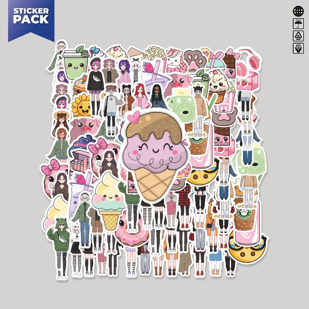 

[100PCS]Stiker Pack Stiker Karakter My Dress-Up Darling/ Berpakaian & Makanan Aesthetic Vinyl Anti Air Dekorasi Sticker Laptop Buku Journal Koper Helm Casing HP Gitar Helm Skateboard