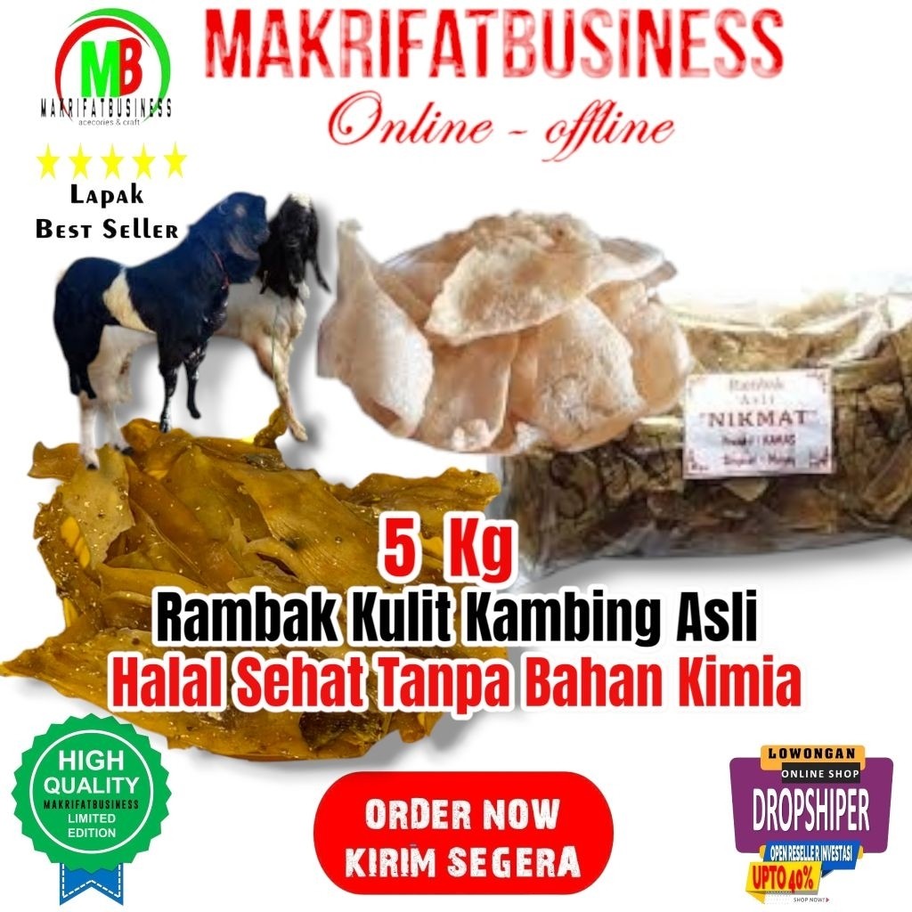 

IMRON PRIBADI Paket 5 Kg Rambak Kulit Kambing Asli Fermentasi Rempah Rempah Tanpa Bahan Pengawet dan Bahan Kimia