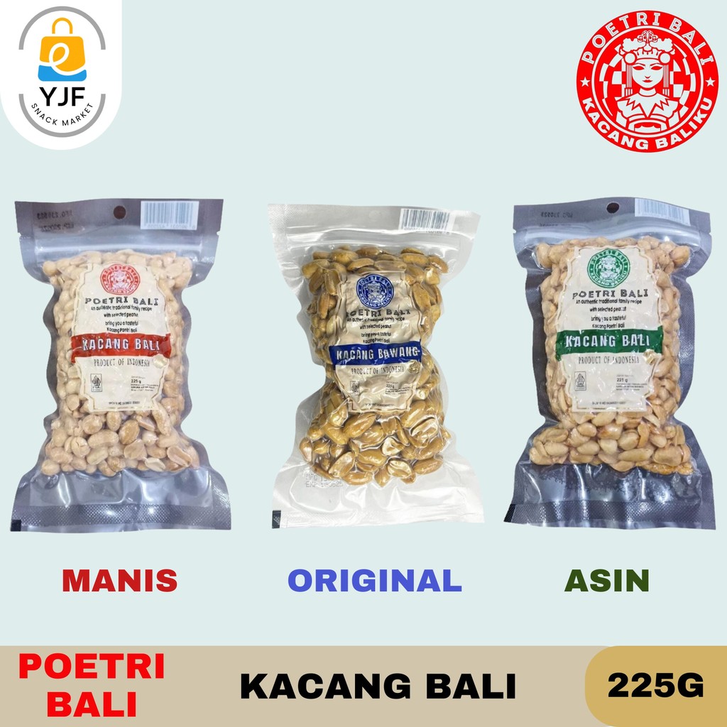 

Poetri Bali Kacang Bawang Kemasan 225g Rasa Asin / Manis / Original