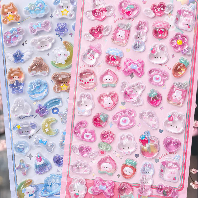 

3D Diamond Acrylic Sticker with Embossed Relief for Children Girls Mobile Decoration with Hot Gold Magic Wand Jewel Sticke Anime