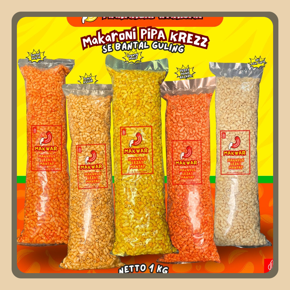 

(1 Ball) KERUPUK MAKARONI BANTAT (1kg) - MAKARONI KREZZ JAGUNG MANIS PEDAS