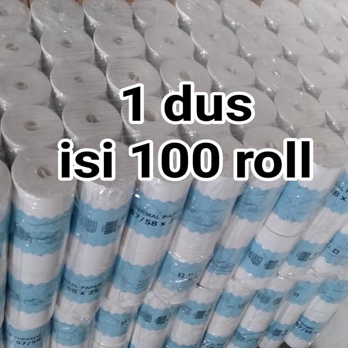 

kertas thermal paper roll 57mm | 58mm coreless 1 dus isi 100 roll
