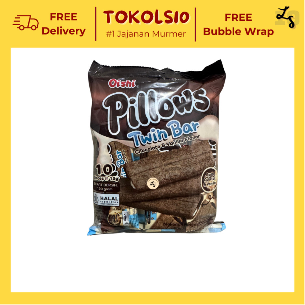 

Oishi Pillows TWIN BAR Rasa Cokelat dan Vanila 1 Pack isi 10 pcs 12gr