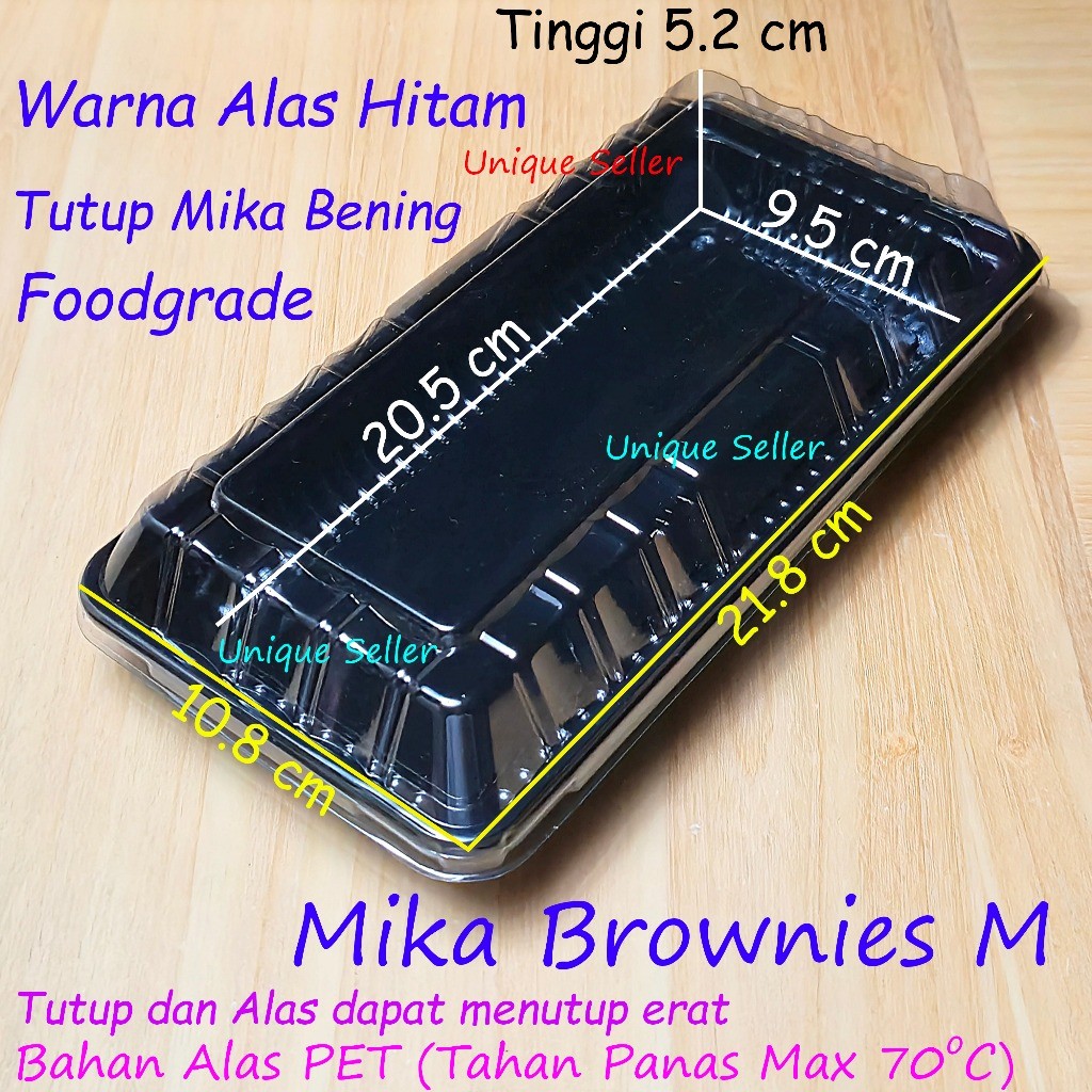 [Isi25] Mika Brownies M Sedang Medium Tanggung LUX Alas+Tutup / Tray Mika Brownies Tanggung Sedang M