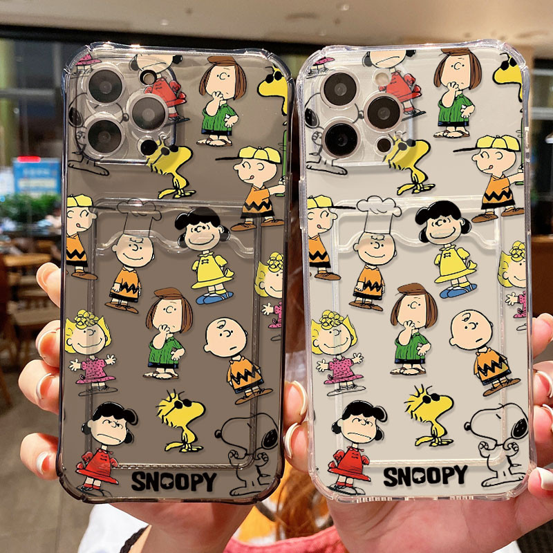 Casing Friends of Snoopy Card Phone Case  Transparent Card Holder Phone Case for Vivo V30 Pro V30 SE