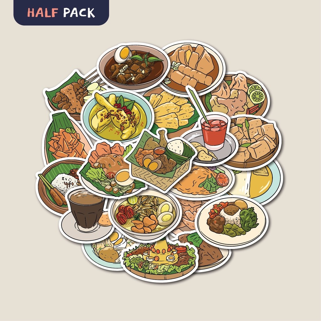 STICKER PACK INDONESIAN FOOD | STICKER TUMBLER | STIKER LAPTOP KOPER HELM