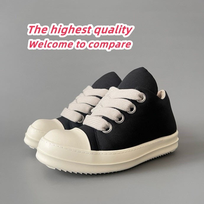 Rick Owens DRKSHDW Low cut Canvas Bread Shoes Black and White Unisex 4720168