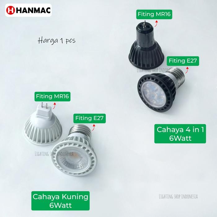 MUMPUNG PROMO H6Q Lampu halogen led 6W sorot spotlight warm white e27 mr16 / G4 spot - e27, 3in1+1 c