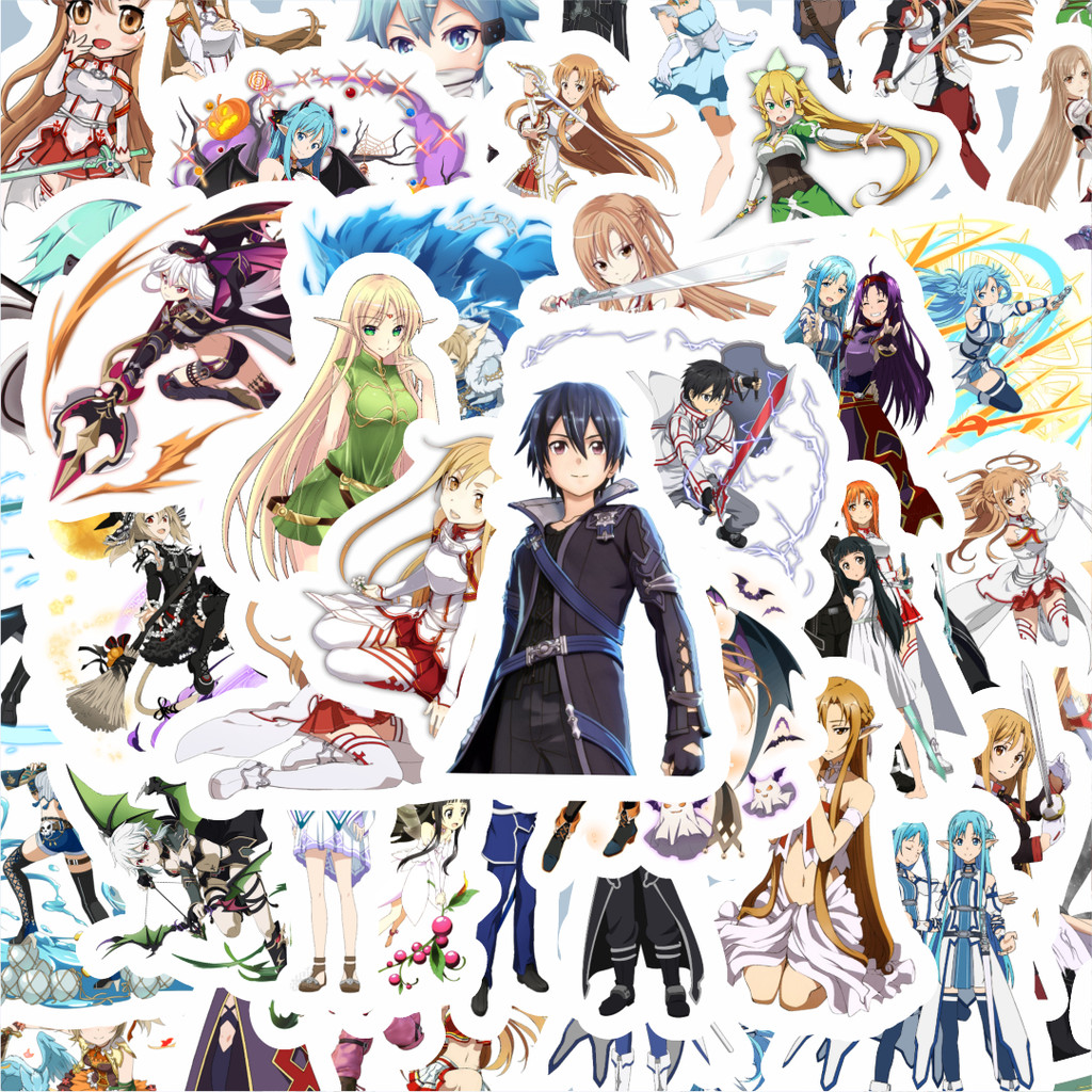 

100PCS Lucu Sticker Anime Sword Art Online Stiker Aesthetic Stiker Anti Air Stikers Berperekat Waterproof sticker decal buat Motor Helm Buku Journal Koper Casing HP Laptop Botol Minum Hadiah anak