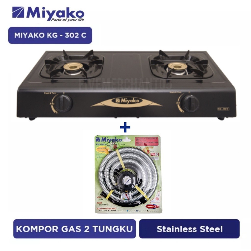 Kompor Gas Murah Miyako KG 302C Kompor 2 Tungku Miyako 302c Kompor Ceflon Kompor Gas Miyako MYK 302 