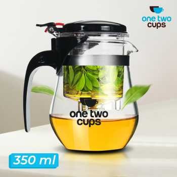 

ORI One Two Cups Teko Teh Kaca Saringan Tahan Panas Infuser Teapot 350ml - K1