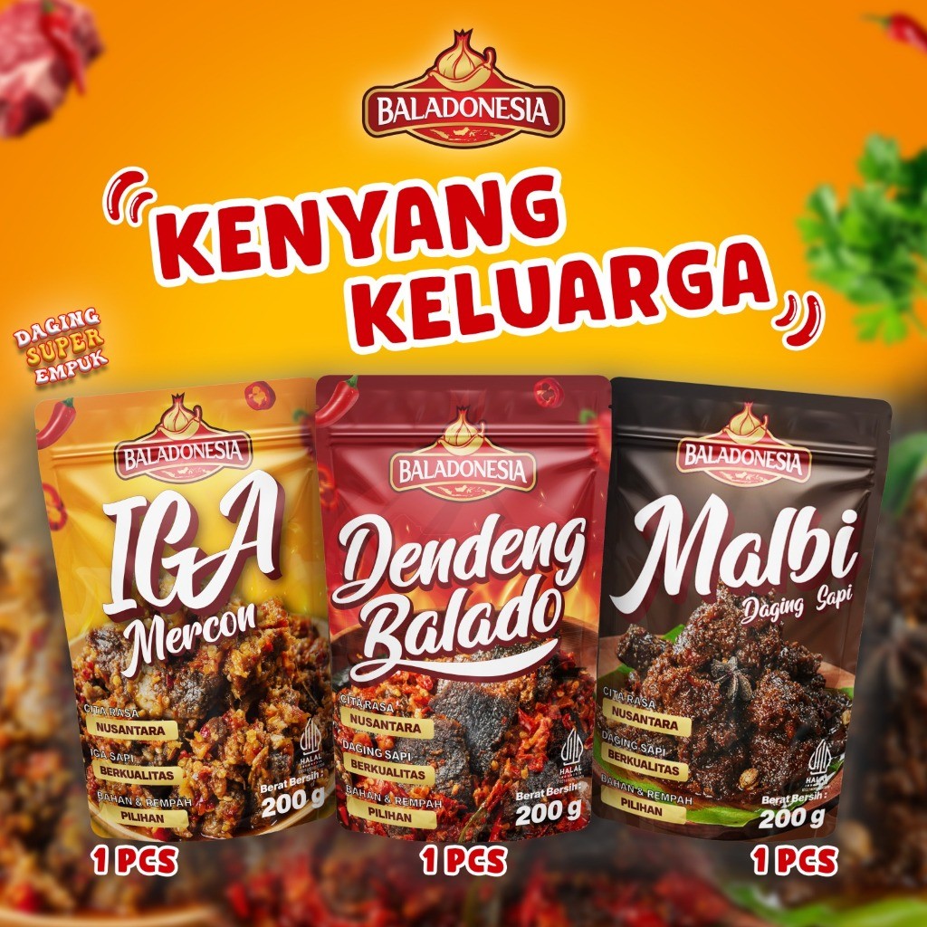 

PAKET KENYANG KELUARGA ( 1 IGA MERCON + 1 DENDENG BALADO + MALBI DAGING SAPI )