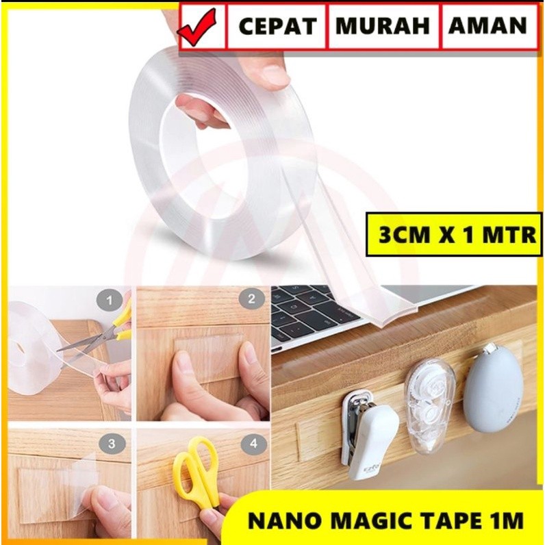 

BHZ NANO TAPE 3CM x 1 METER DOUBEL TAPE transparan bening