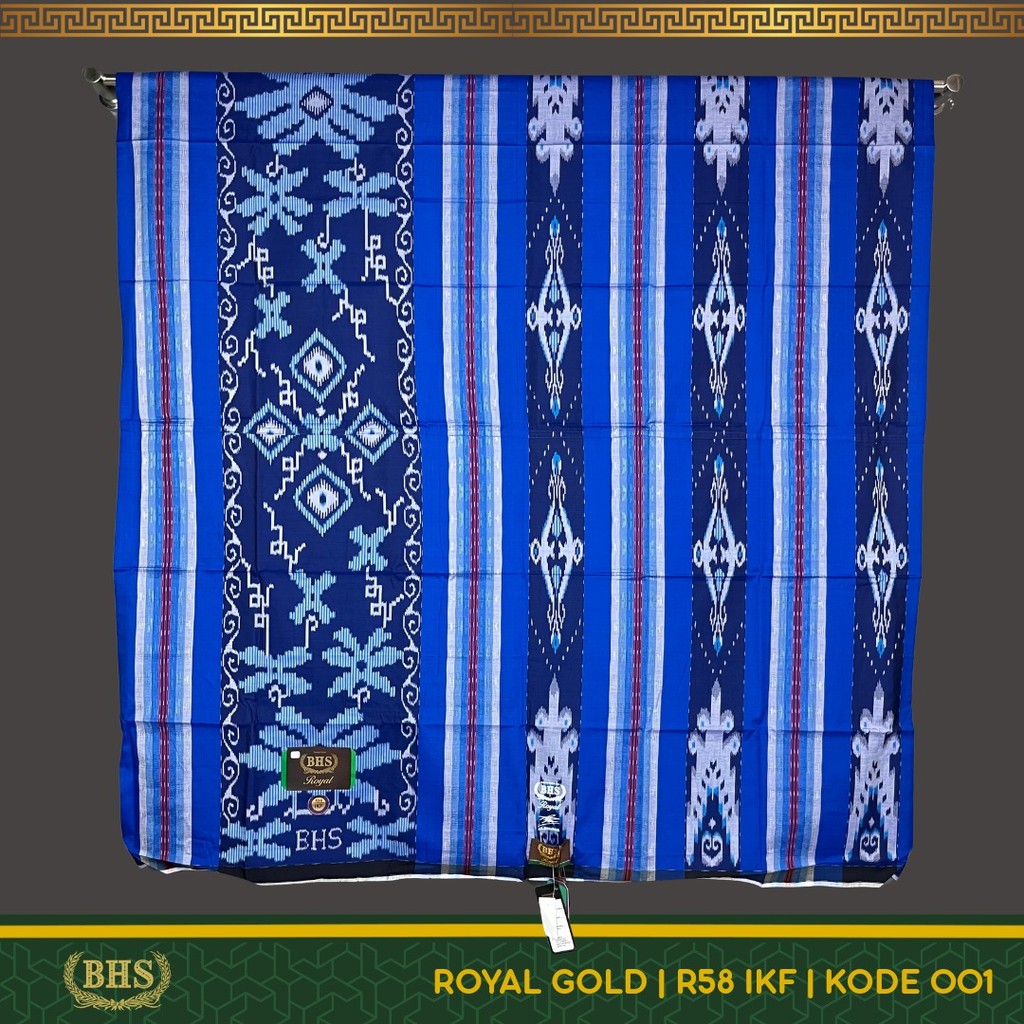 Sarung BHS Royal Gold R58 Motif IKF Ikat Fantasi Halus dan Lembut Jahit Tengah [Garansi Original]